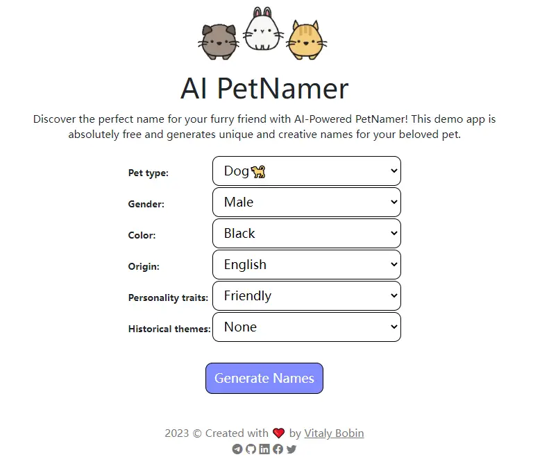 AI Pet Name Generator